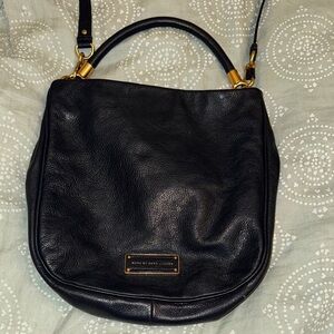 Marc By Marc Jacobs Navy Blue Shoulder Bag with Saddle Design